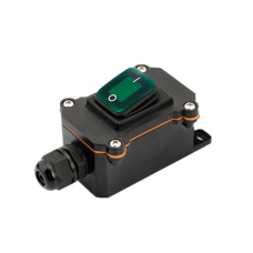 Переключатель наружного монтажа, зеленая кнопка с подсветкой, IP65, 12-24V, Black