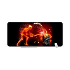Коврик 400*800 тканевой "Fire musician" с боковой прошивкой, толщина 3 мм, цвет Black-red, Пакет