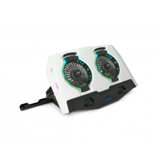 Підставка для ноутбука IceCoorel N9, 10-18", 2*125mm 1400±10% RPM, корпус пластик+алюміній, 2xUSB 2.0 + LCD display, 461x298x52mm, Silver, Box