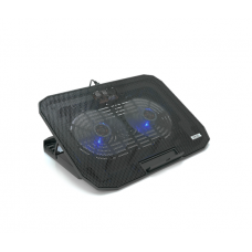 Підставка для ноутбука IceCoorel N106, 10-18", 2*125mm 1400±10% RPM, корпус пластик+алюміній, 2xUSB 2.0, 360x260x32 mm, Black, Box