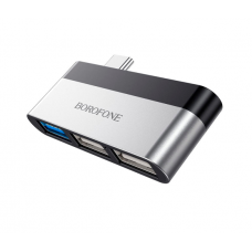 Перехідник BOROFONE DH1 Type-C(Male) - USB3.0+2*USB2.0, Black, Box