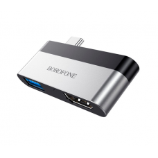 Перехідник BOROFONE DH2 Type-C(Male) - USB3.0+2*HDMI, Black, Box