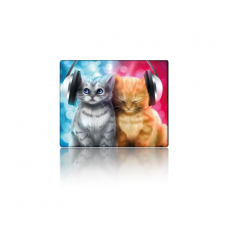 Коврик 250*300 тканевой Cats in headphones, с боковой прошивкой, толщина 2 мм