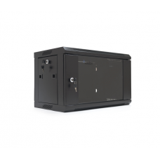 Шкаф Merlion 6U, 600*350*367 (Ш*Г*В) мм закаленное стекло, черный, сталь 1,2мм, с замком (в разобраном виде!!!), Black