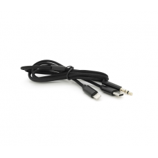 Перехідник KIN KY-233 Jack 3.5mm(M)=>Type-C(M) +Lighting(M), 110см, Black, Box
