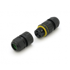 Кабельный соединитель EW-M16-2P, под кабель 7-10 мм, 2P, 17.5A, 450V, Black