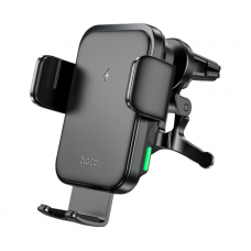 Автодержатель HOCO HW10+ Wireless Charging 15W, крепление на решетку, зажим 50-90мм, Black, Box