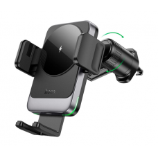 Автодержатель HOCO HW13+ Wireless Charging 15W, крепление на решетку, зажим 50-90мм, Black, Box