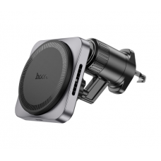 Автодержатель HOCO HW15+ Wireless Charging 15W, крепление на решетку, магнит, Black, Box