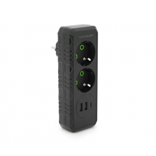 Розетка тройник с заземлением F103-Black, 2 розетки+2USB+1Type-C, 2500W, 10A, 110-250V~Max, Blister