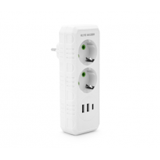 Розетка тройник с заземлением F103-White, 2 розетки+2USB+1Type-C, 2500W, 10A, 110-250V~Max, Blister