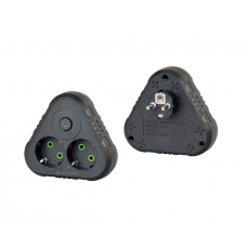 Розетка трійник із заземленням F201-Black з вимикачем, 2 розетки, 2500W, 10A, 110-250V~Max, Blister