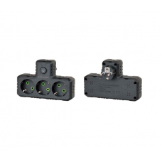 Розетка тройникТ-образнаый с заземлением F301-Black, 3 розетки, 2500W, 10A, 110-250V~Max, Blister