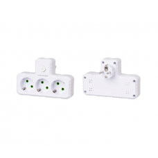 Розетка тройникТ-образнаый с заземлением F301-White, 3 розетки, 2500W, 10A, 110-250V~Max, Blister