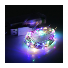 Гирлянды 200LED, 1 режим, 20 метров, прозрачная изоляция, питание от USB+ 3*АА, Mix Color, ОЕМ