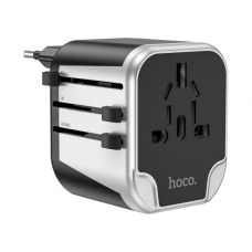 Фільтр HOCO AC5 на 1 розетку + 2 USB, 220В, кабель 1,5м, Black / Gray, Box