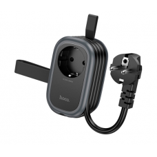 Сетевой фильтр HOCO NS6 на 1 розетку + 2 USB+ USB-C, 30W, кабель 1.1м, 220В, Black, Box