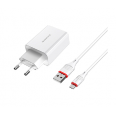 Набір BOROFONE BA21A СЗУ 1xUSB+ кабель Micro, 2.4A, 1м, White, Box