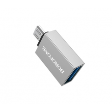 Перехідник Borofone BV2 USB2.0(F) => Micro(M), Silver, Blister