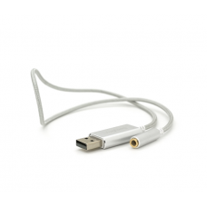 Переходник для наушников VegGieg V-K202 USB2.0(M)-Jack3.5(F), Silver, Box