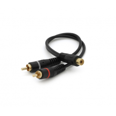 Кабель RCA (мама) => 2хRCA (тато), CU, круглий, Black, 0,2 м, (Пакет)