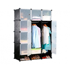 Шкаф для вещей и обуви пластиковый MP312-62A, 110х37х165см, Black, Box