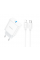 Набор СЗУ 110-240V HOCO C104A+ кабель Lighting, 1xUSB-C, PD20W, кабель 1м, White, Box