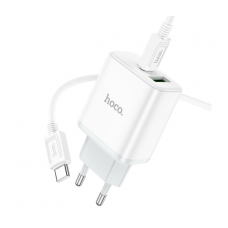 Набор СЗУ 110-240V HOCO C105A+ кабель Type-C, USB-C+USB, PD20W+