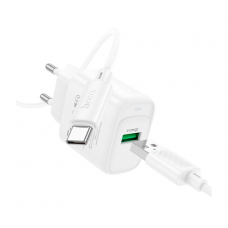 Набор СЗУ 110-240V HOCO C140A+ кабель Type-C, 1xUSB, 18W, кабель 1м, White, Blister
