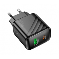 СЗУ 110-240V HOCO CS25A USB-C+USB, 20W, Black, Blister