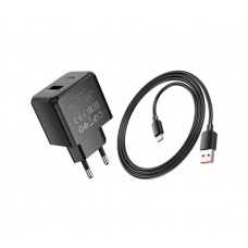 Набор СЗУ 110-240V HOCO CS17A+ кабель Type-C, 1xUSB, 22.5W, кабель 1м, Black, Blister