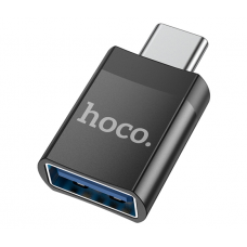 Переходник HOCO UA17 USB3.0(F) => Type-C(M), Black, Blister