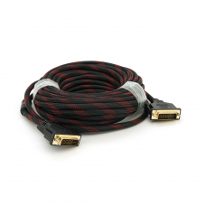 Кабель Merlion Dvi-Dvi 10m, 2 ферита, обплетення, Black, 24 / 24pin, (Пакет)