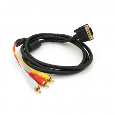 Кабель VGA (тато)-3RCA (тато) 1.5m, Black / Red, обплетення, пакет
