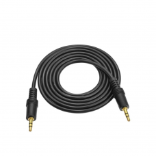 Кабель AUX Audio DC3.5 папа-папа 1.5м, GOLD Stereo Jack, (круглый) Black cable, Пакет