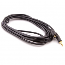 Удлинитель Audio DC3.5 папа-мама 1.5м, GOLD Stereo Jack, (круглый) Black cable, Пакет