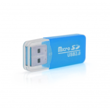 Кардридер універсальний MERLION CRD-1BL TF / Micro SD, USB2.0, Blue, OEM