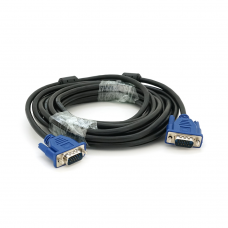 Кабель Merlion VGA 3 + 2 5m, male to male (тато-тато), 2 фериту, чорно-синій, пакет