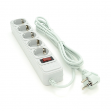 Сетевой удлинитель Maxxter SP5, 220В 10А, 5 розеток, 3 м, Gray