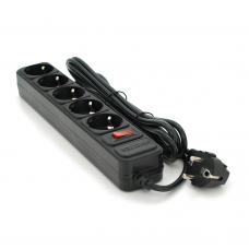 Сетевой удлинитель Maxxter SP5, 220В 10А, 5 розеток, 1.8 м, Black