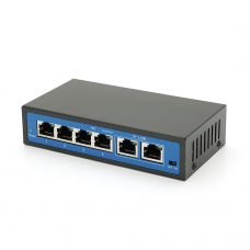 Комутатор POE 48V з 4 портами POE 100Мбіт + 2 порт Ethernet (UP-Link) 100Мбіт, корпус - метал, Black, БП у комплекті