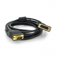Кабель VGA (тато) -DVI-I (тато) (24 + 5) 3метра 2 фериту обплетення круглий чорний