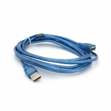 Удлинитель USB 2.0 AM / AF, 3.0m, 1 феррит, прозрачный синий
