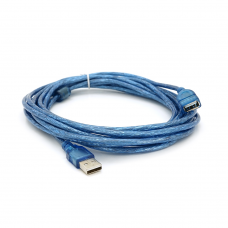 Удлинитель USB 2.0 AM / AF, 5.0m, 1 феррит, прозрачный синий