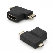 Переходник mini HDMI(папа)-micro HDMI(папа)-HDMI(мама)