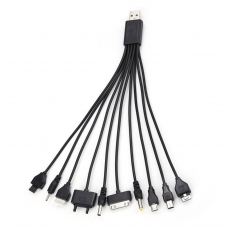 USB кабель с переходниками 10 в 1, 0,2м, Black, OEM