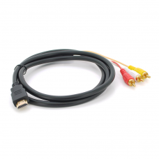 Кабель HDMI (тато)-3RCA (тато), 1.5m, 2 ферити, обплетення, Black / Red, пакет
