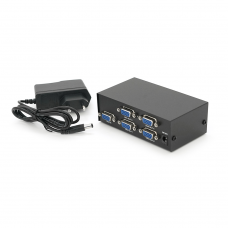 Активный сплиттер VGA сигнала KV-FJ1504A (VGA2004) 150MHz 4 Port, DC5V / 2A, Black