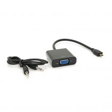 Конвертер micro HDMI (папа) на VGA(мама) 30cm, Black, 4K / 2K, Пакет + Audio