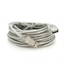 Удлинитель USB 2.0 AM / AF, 10.0m, 1 феррит, прозрачный синий